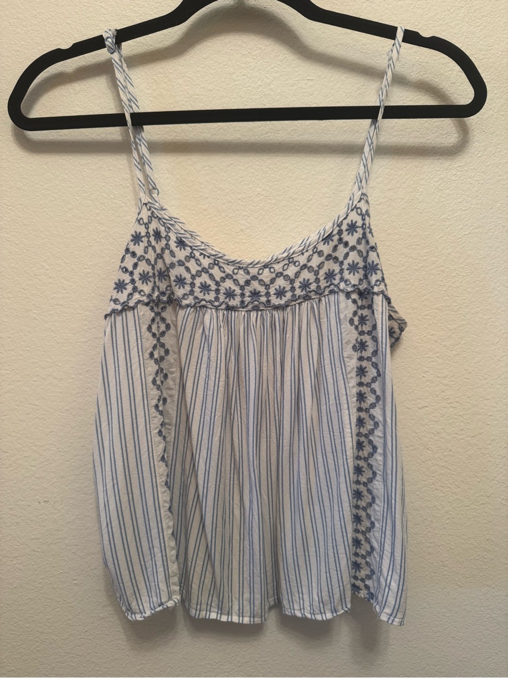 In Bloom by Jonquil Blue and White Striped Camisole Crop Top LARGE